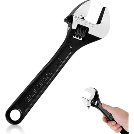 Clé anglaise ajustable 6 pouces, mini clé 20 mm, clé à main en acier durable 150 mm, outil portable pour réparations auto, mécanique et bricolage (Noir) (1/5)