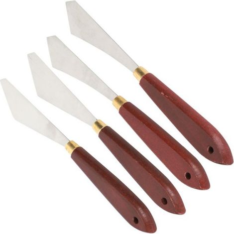 Lot de 4 spatules en acier inoxydable pour peinture à l'huile, spatule pour mélanger l'acrylique (1/5)