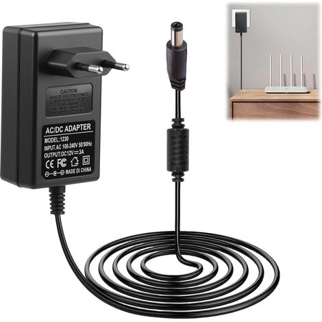 Adaptateur Secteur 12V 3A Alimentation Universel AC 36W Chargeur DC 5,5mmx2,1mm 50/60Hz 100-240V Transformateur pour Bandes LED, Routeurs, Caméras avec Protection Surtension Court-Circuit (1/5)