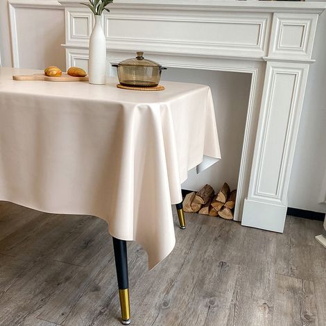 Aprikosenfarbene, quadratische, fleckenabweisende Tischdecke 60 x 120 cm, Lederlasche