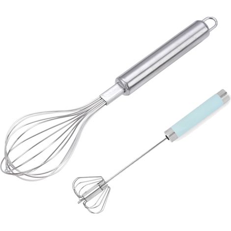 Fouet À Oeufs - En Acier Inoxydable - Forme Ballon - Poignée Ergonomique - Pour Cuisiner Et Pâtisser - Lot De 2 (1/5)