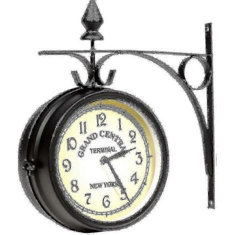 Schmiedeeiserne Wanduhr, Gartenuhr, Bahnhofsuhr, handgefertigte doppelseitige Uhr, Grand Central Terminal, New York (1/4)