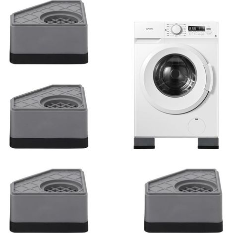 A 4 Pièces Patins Anti Vibration Machine A Laver Support, Tampons À Pied Amortisseurs lave linge, Sèche-Linge Anti-Dérapant Patin Machines à Laver Stabilisateur en Caoutchouc, Gray (1/5)