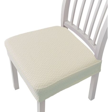 Coprisedie jacquard elasticizzato in 2 pezzi, sfoderabili e lavabili, per sedie da sala da pranzo, fodere per cuscini per sala da pranzo, cucina e ristorante, beige (1/4)