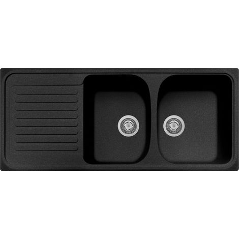 Lavello composito cucina Plados HR1162 due vasche con scolapiatti - UM44 Nero Metal