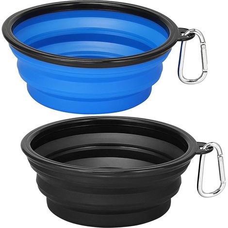 Faltbare Hundenäpfe, 2er-Pack, 1 Liter (34 oz) faltbarer Reisenapf für Hunde, tragbarer Wasser- und Futternapf mit Karabinerhaken, Futternapf für Katzen und Haustiere zum Reisen, Spazierengehen und Pa