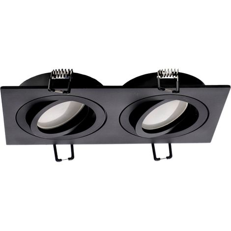 Spot de plafond double encastrable CERI 2 SQ IP20 rectangulaire noir réglable EDO777475 Edo Solutions (1/5)