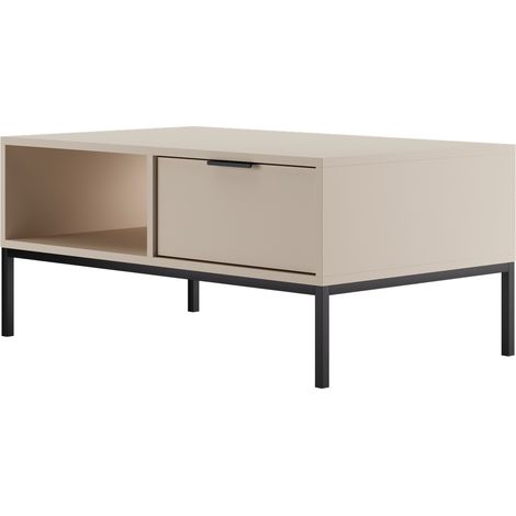 Table basse AUSTIN 60x45x100 cm Avec tiroir Avec rangement noir (1/5)