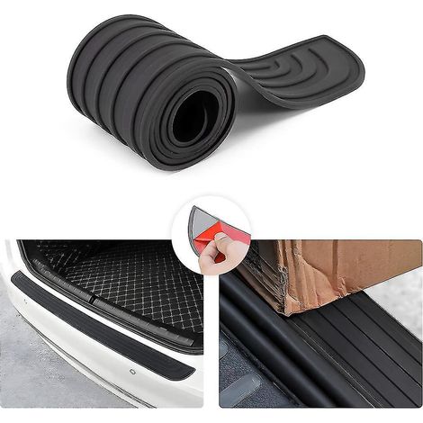 Protection de pare-chocs arrière de voiture, protection en caoutchouc anti-rayures et résistante à l'usure, protection des garnitures de voiture, convient à la plupart des voitures (noir/35,4" x 2,7") (1/5)