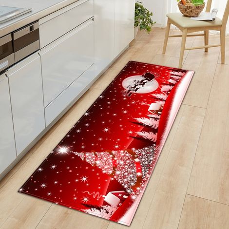 Tapis De Noël - 40 x 60 cm - Anti-dérapant - À Pile Basse - Pour Intérieur Et Extérieur - Tapis D'entrée - Rouge Et Noir À Carreaux (1/5)