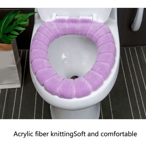 Housse de siège de toilette chaude, douce, confortable, lavable, réutilisable, antidérapante, coussin de remplacement, violet (1/5)