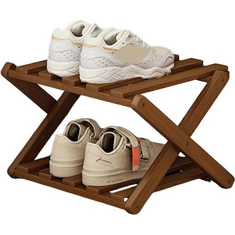 Mehrstufiges, faltbares Schuhregal aus Bambus, ausziehbares Aufbewahrungsregal für Zuhause, platzsparender Schuhorganizer, dunkelbraun (1/5)