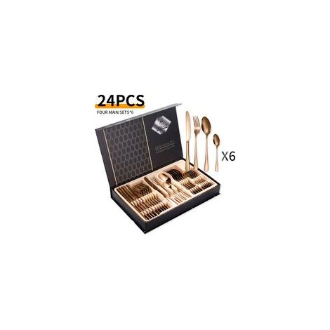 Ménagère 24 pièces en acier inoxydable – pour 6 personnes – acier inoxydable – or rose (1/4)