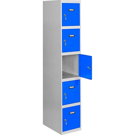 Simonrack Simonlocker Metall-Schrank Grau und Blau 5 Türen
