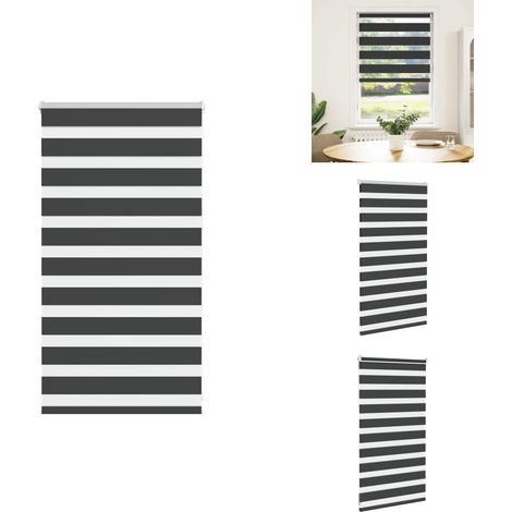 Store zèbre noir 70x100 cm largeur du tissu 65,9 cm polyester - Store Zébré - Stores Zébrés - Store À Enrouleur Zébré - Double Store À Enrouleur (1/5)