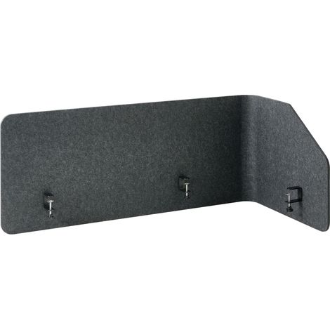 Séparateur de Bureau en PET 120 x 60 x 50 cm Acoustique Pinces de Fixation en Acier Gris Foncé Foldy