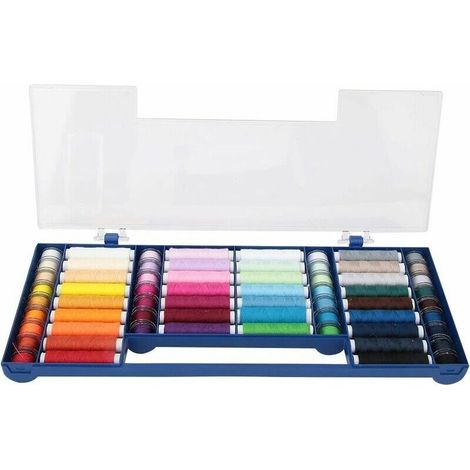 Kit de Fil à Coudre 32 Couleurs 64 Kit de Bobine de canette avec boîte de Rangement Accessoires de Fil pour Machine à Coudre Kit d'outils de Couture (1/5)
