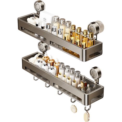 Organisateur À Ventouses - Acier Inoxydable Et Panneau ABS - Pour Salle De Bain Cuisine Hôtel - 1 Pièce