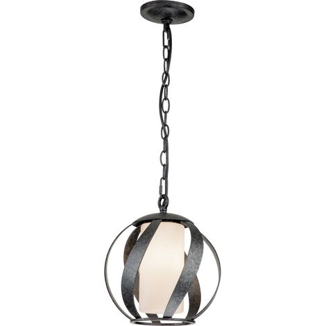 Elstead Quoizel Blacksmith Plafonnier suspendu sphérique noir ancien, IP44 (1/5)