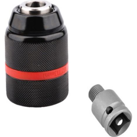 Mandrin autobloquant 13mm tout métal – lot de 2 – clé de conversion, poignée hexagonale ronde, pour perceuse percussion et clé à chocs (1/5)