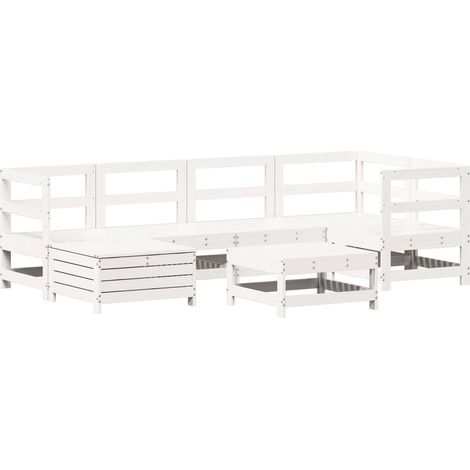 Maison Exclusive - Set Divani da Giardino 7 pz Bianco in Legno Massello di Pino
