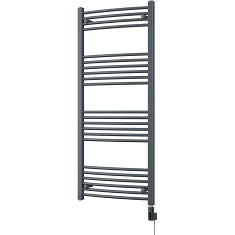 Zennor - Anthracite Electric Towel Rail H1400mm x W600mm Curved 700w Thermostatic WIFI (1/3)
