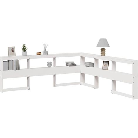 Kopfteil mit Bücherregal L-Form Weiß 180 cm Massivholz Kiefer vidaXL (1/5)
