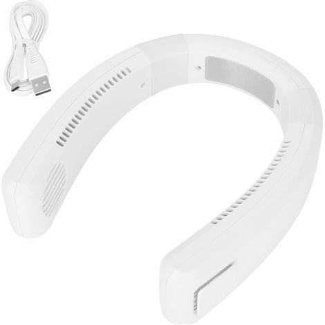 Ventilateur de cou rechargeable USB, 80 trous, 4000-5500 tr/min, ventilateur portable blanc pour intérieur et extérieur (1/5)