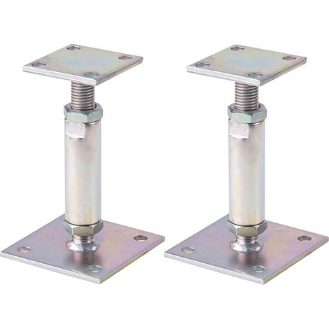Lot de 2 supports de poteau surélevés galvanisés réglables de 100 à 150 mm, support de toit robuste pour construction (1/5)