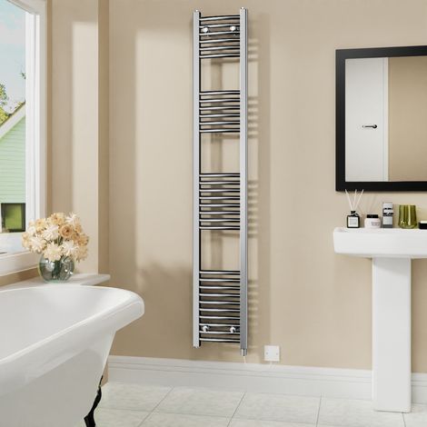 WarmeHaus Electric Curved Bathroom Radiator Chrome 1800x300mm (1/5)