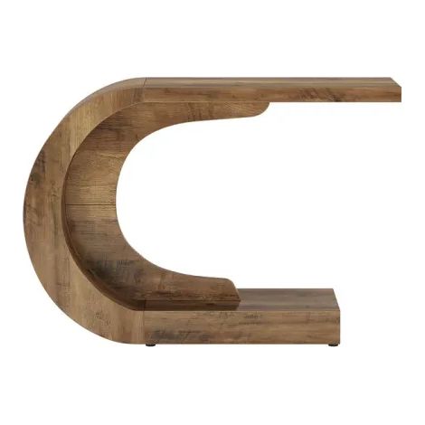 Mesa consola en forma de C 110 x 35 x 75 cm de madera color marrón rústico HOMVRA