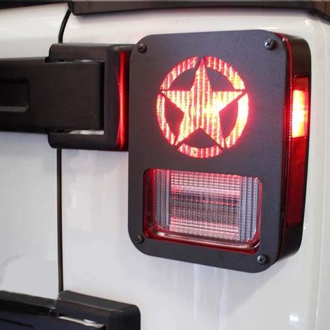 Suitable for Jeep Wrangler JK flat taillight cover, five-pointed star style taillight frame, modified taillight protective cover (1/4)