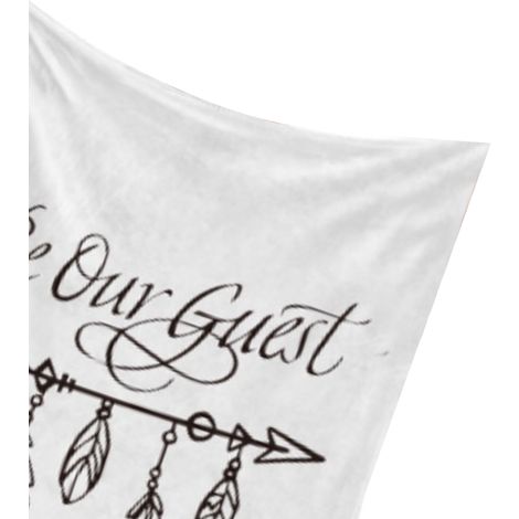 Plaid 120x150cm Blanc Imprimé Doux Confortable Conte Sois Notre Invité pour Maison Bureau Canapé BL276-2