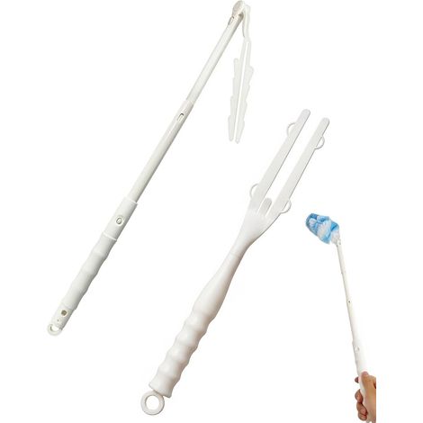 2PCS Manche Remplacement Plumeau, (1 Long, 1 Court) Manche Télescopique Réglable (1/5)