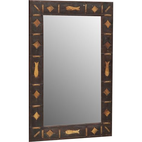 Miroir d'entrée mural en bois Miroir de salle de bain 93x3x61 cm Miroir rectangulaire à accrocher au mur Miroir de maquillage