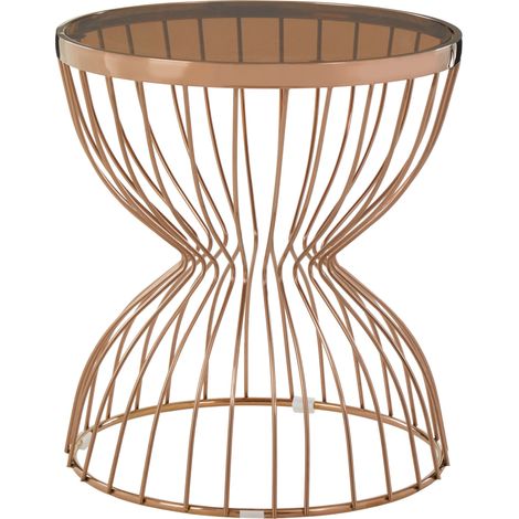 Interiors by Premier Rose Gold Side Table, Modern Design Hourglass Bedside Table, Contemporary Side Table with Gold Finish Base (1/3)