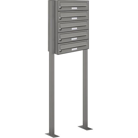5er Premium Standbriefkasten RAL9007 freistehend Postkasten Ständer 1x5 (1/5)