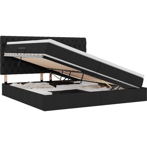 Maison Exclusive - LED-Speicherbett mit Matratze Schwarz 200 x 20
