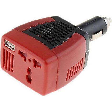 Convertisseur 75 W, ports de chargement USB, adaptateur allume-cigare 12 V vers 220 V, design compact idéal pour les conducteurs, les voyageurs, les campeurs et les passionnés. (1/5)