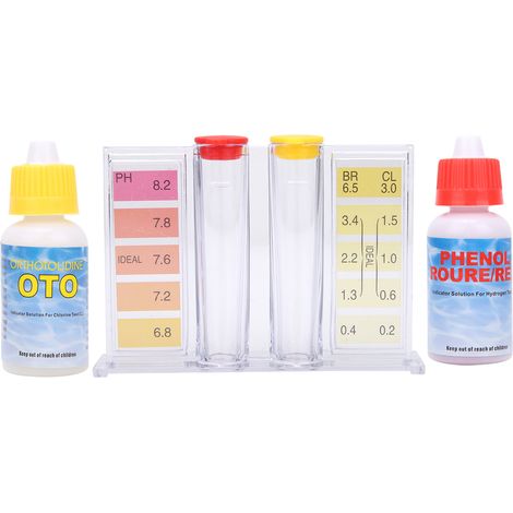 Kit de test de qualité d'eau pH Chlore pour piscine, boîte de contrôle d'eau (1/5)