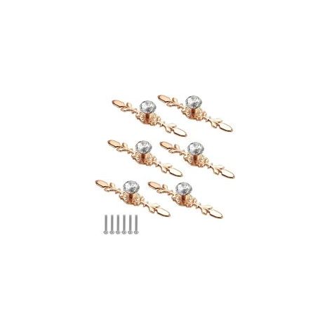 Bouton de Porte Diamant 6 Pièces Boutons de Porte en Cristal Doré Bouton de Meuble Poignee de Meuble Diamant Boutons en Cristal de Diamant pour Déco