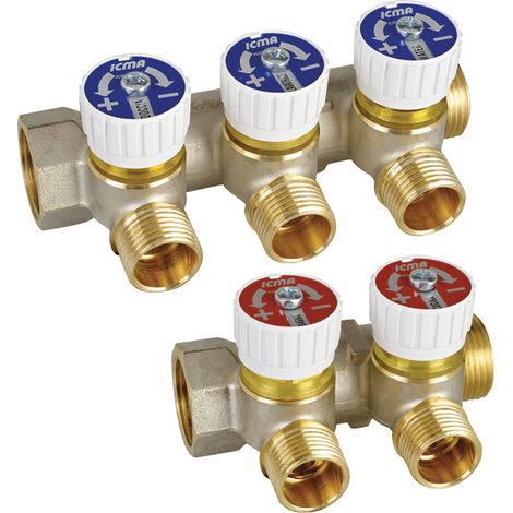 Collettore Lineare Maschio/Femmina 1" Con Rubinetti D'Arresto Mod.228 Icma 2 Vie Da M24X1,5 (1/5)