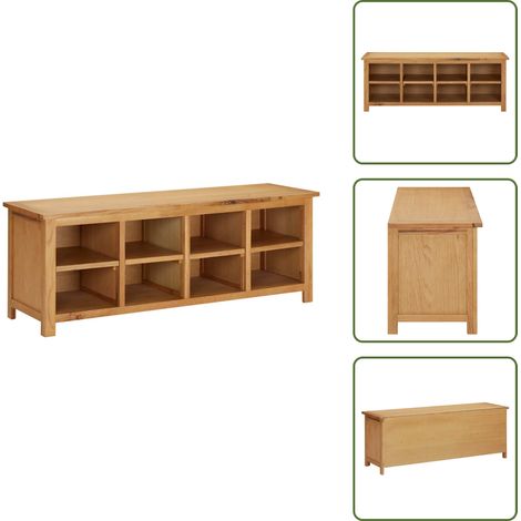 Schuhregal 114x37x45 cm Massivholz Eiche - Schuhregal - Schuhschrank - Holzregal - Eichenholzmöbel - Garderobe (1/5)