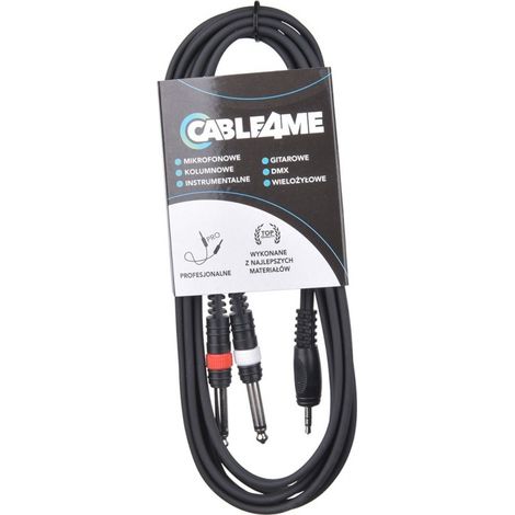 Câble CABLE4ME mini-jack stéréo 3,5 mm - 2x jack mono 6,3 mm 3 m (1/2)