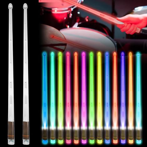 baquetas LED, 13 colores, baquetas con luz degradada, baquetas LED recargables para actuaciones en el escenario y fiestas. (1/5)