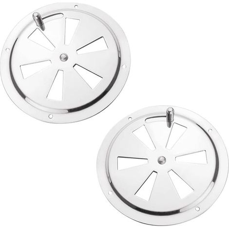Grille de Ventilation Ronde 2 Pièces Évent d'Aération en Acier Inox Grille de Ventilation Inox Grille D'évacuation Air Grille d'aération 125 mm,Ouverture d'aération Réglable pour Ventilation (1/5)