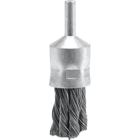 Brosse pinceau a fil d'acier torsadee Ø 22 mm tige de 6mm
