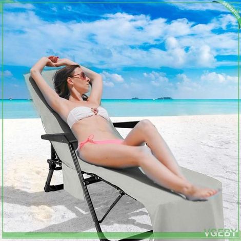 Housse de chaise de plage - FAFEICY - 75x215 cm - Fibre ultrafine - Séchage rapide - Grande poche latérale (1/4)