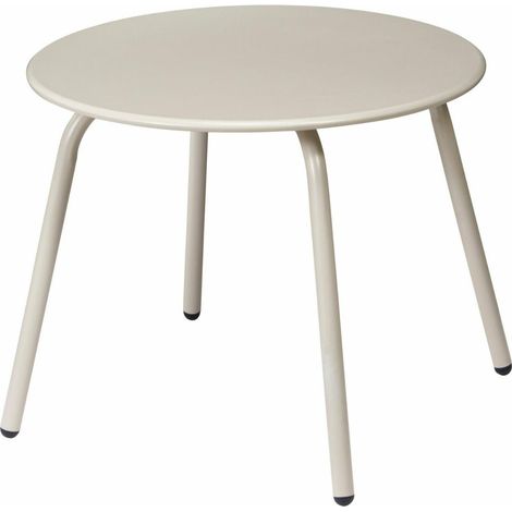 Mesita auxiliar de metal color beige de 50 x 40 cm.