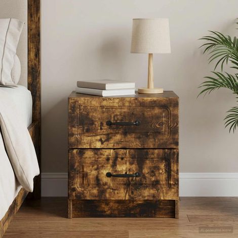 vidaXL Cabinet de chevet avec tiroir Chêne fumé 43 x 34,5 x 44,5 cm (1/5)